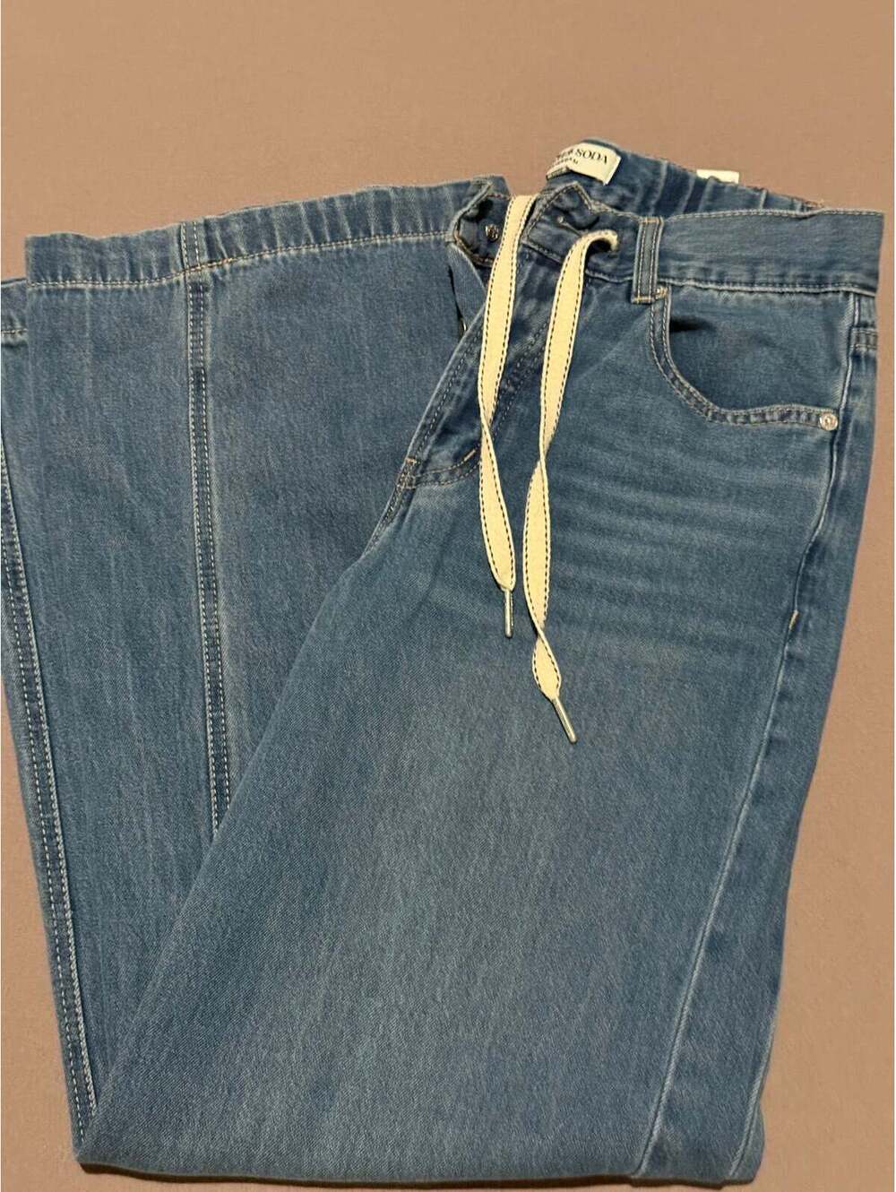 Scotch & Soda Amsterdam Wide Leg Jeans XS Blue Denim Drawstring High Rise